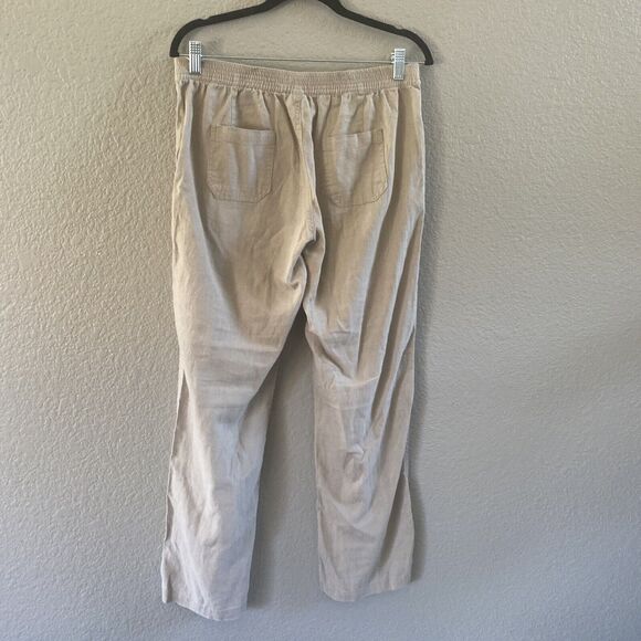 PER SE Pants Womens 6  Beige Linen Drawstring Pull On Lagenlook Beach - Picture 2 of 12